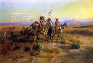 アメリカインディアン Painting - スカウト 1902 チャールズ マリオン ラッセル アメリカン インディアン